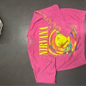 NIRVANA Kids Pink Long Sleeve Tee with Yellow Graphic